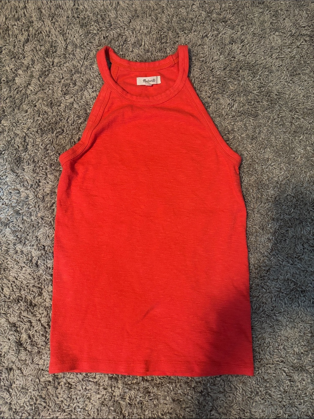 Madewell Red Ribbed Tank Top - Picture 3 of 5